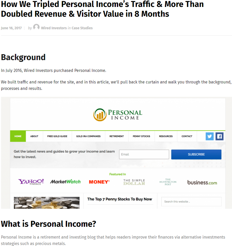 How We Tripled Personal Income’s Traffic & More Than Doubled Revenue & Visitor Value in 8 Months